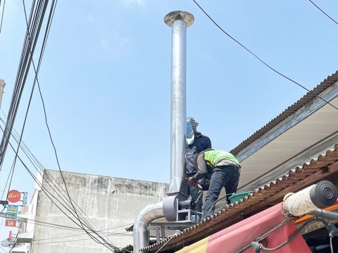 ติดตั้งปล่องดูควันสแตนเลสร้านอาหารและท่อระบายควัน